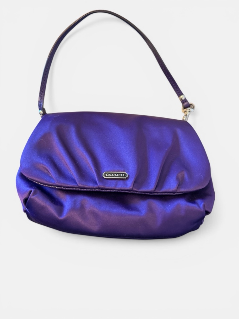 Coach Purple Satin Clutch/Wristlet - Picture 2 of 11